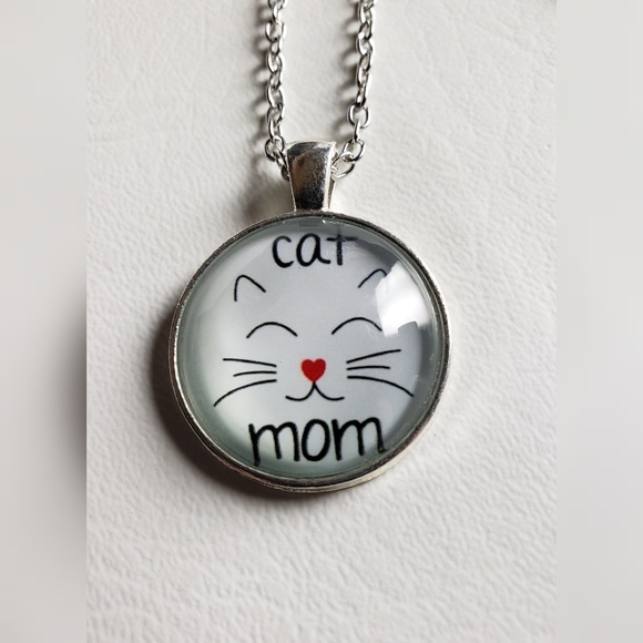 Home Made Jewelry - NEW Cat Mom Cabochon Necklace